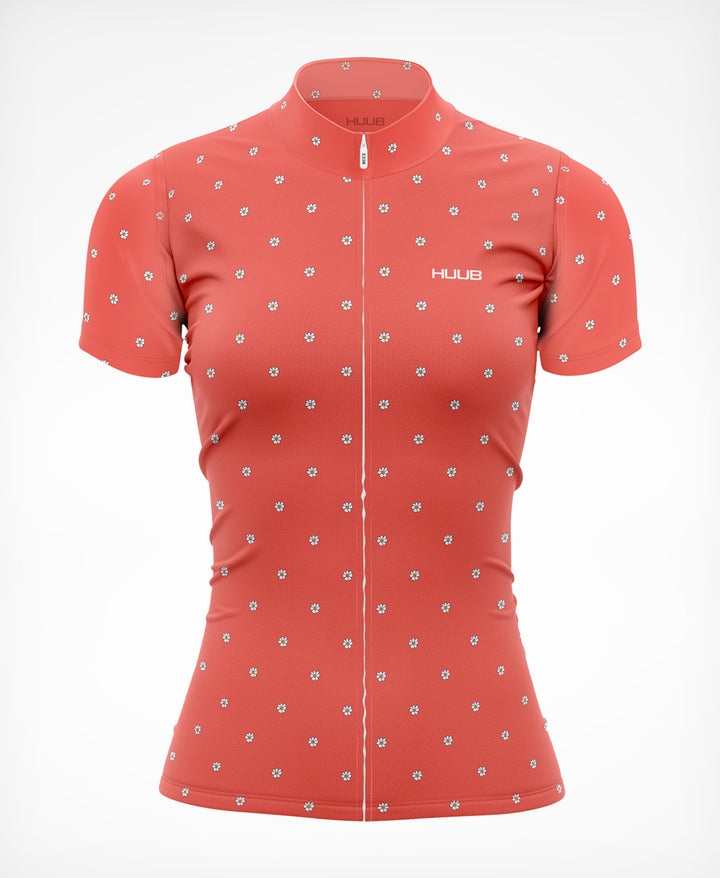La Fleur Short Sleeve Jersey Coral Flowers - Women's